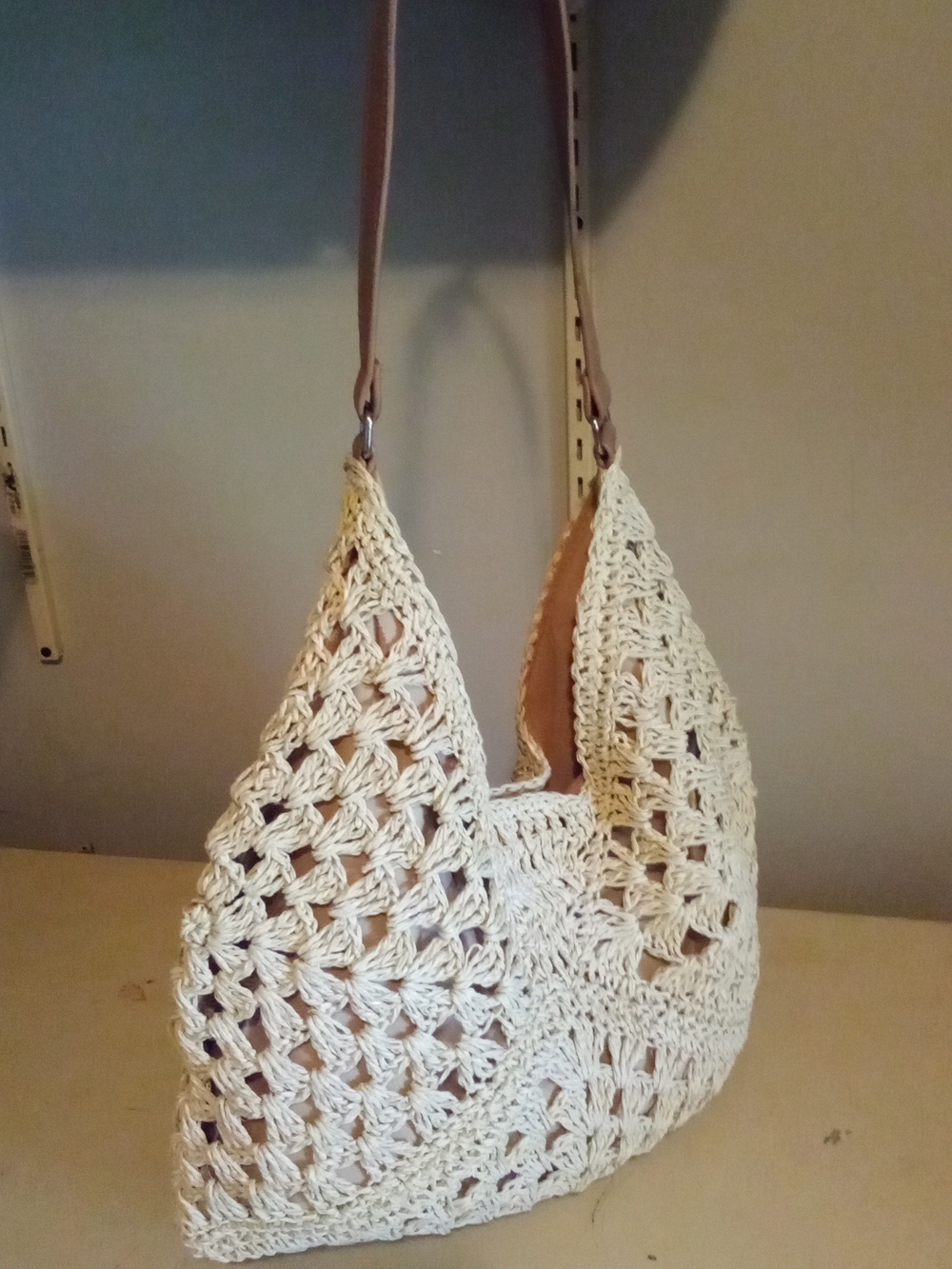 Cream Crochet Shoulder Bag - Lightweight Boho Tote - Picture 4 of 4